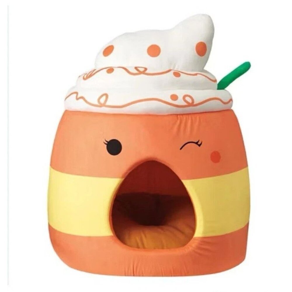 Plush Pet Bed Nest Heart to Tail Small Dog or Cat.Candy Corn Latte New With Tags
